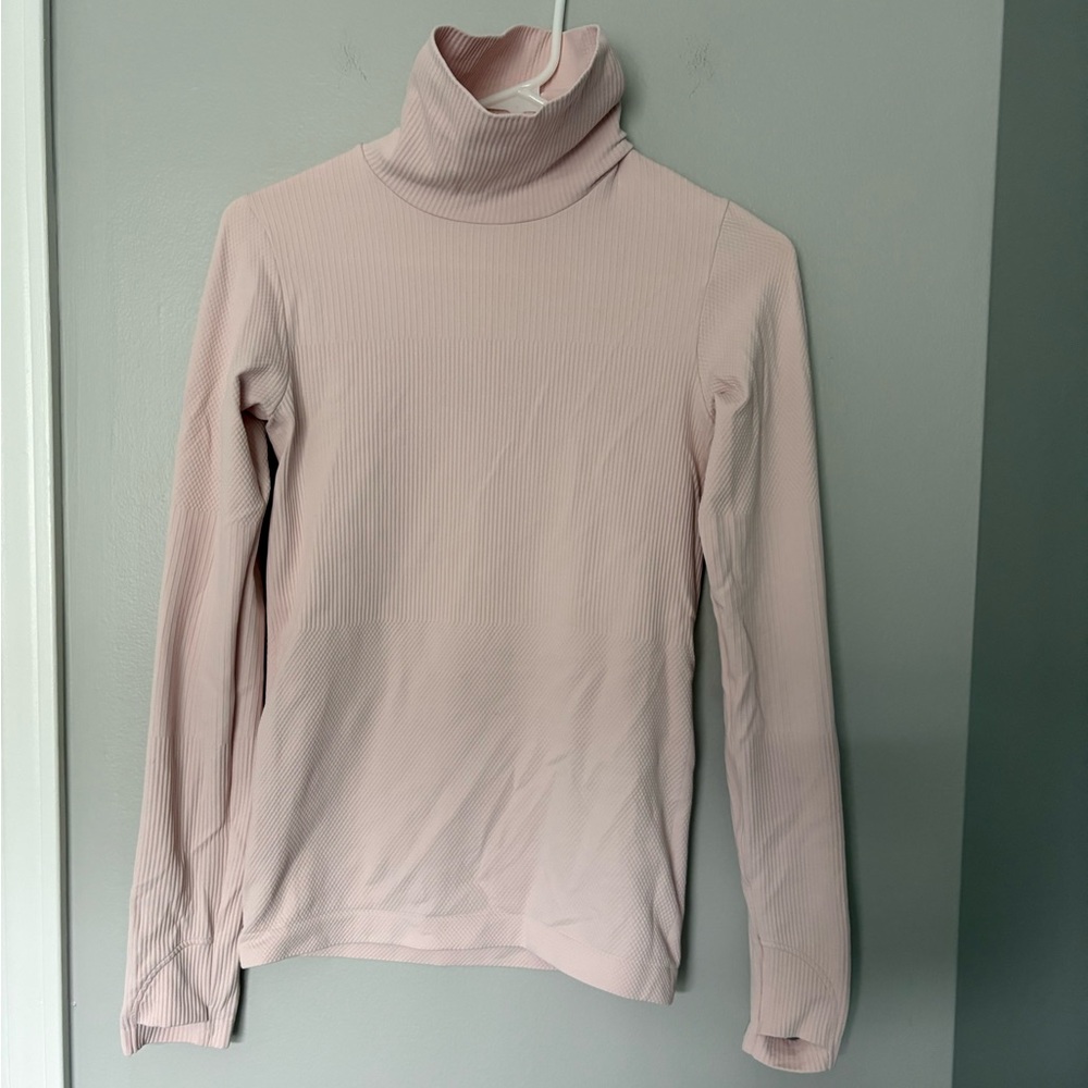 Athleta Pale Pink Ribbed Turtleneck Top